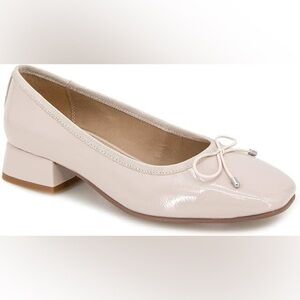 NIB Esprit Denali Shoes Light Taupe Patent Ballet Block Heel Spring Size 8.5